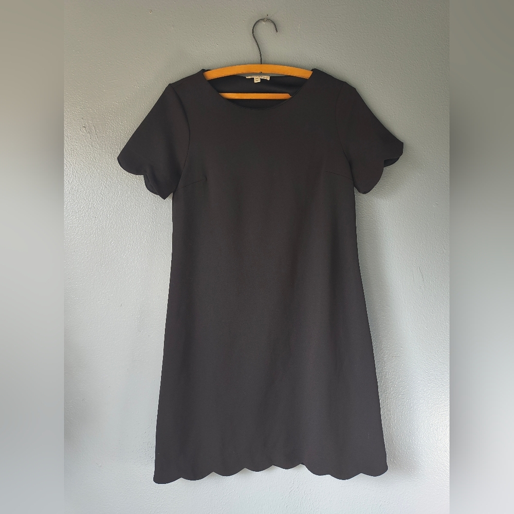 Black Scalloped Hem Dress